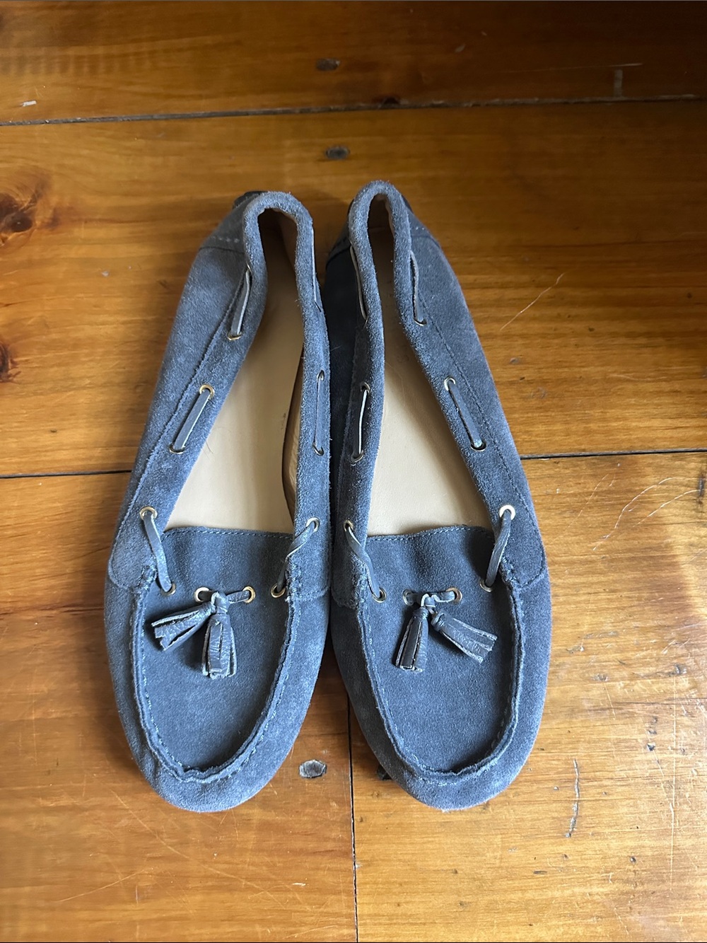 Talbots Slate Blue Suede Tassel Mocassins